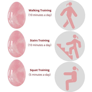 Natural Rose Quartz Yoni Egg Set | Kegel Exerciser + Muscle Tightening