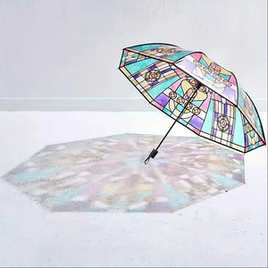 Umbrella With Hippie Stained Window Styled Design