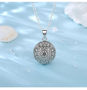 Pregnancy Harmony Ball Necklace With Flower Of Life Design