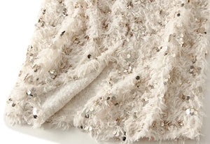 Fluffy Hippie Long Skirt With Sequin | Black Or White | Sizes M-L