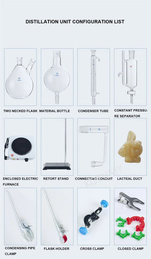 Essential Oil Extraction Separator | Steam Distillation Apparatus with Hot Stove & Graham Condenser | Full Set | 2000ml / 1000ml / 500ml Options