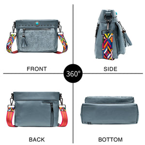 Hippie Bohemian Festival Bag With Turquoise Stone And Tassels