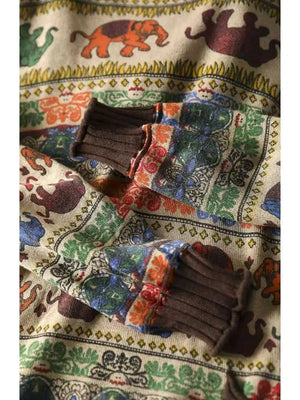 High Quality Women's Cotton Elephant O-Neck Sweater | Free Size