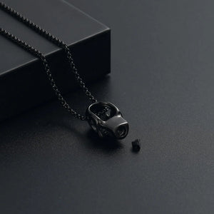 Skull Cremation Urn Necklace | Black & Silver Options