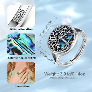 Tree Of Life Finger Ring With Abalone Shell Backing | 925 Silver