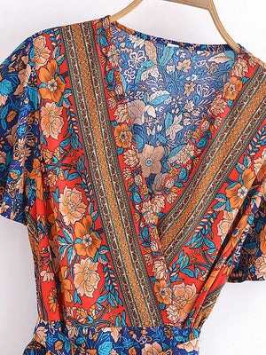 Vintage Hippie Styled V-Neck Boho Dress | Sizes S-XL