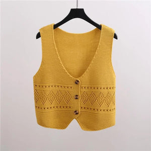 Groovy Hippie V-Neck Loose Knietted Vest | Free Size | Various Colours