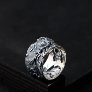 Bohemian Peony Flower ring | 999 Pure Silver