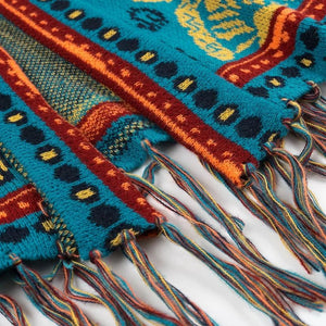 Bohemian Tassel Knit Kimono Cardigan | Indie Folk Hippie Style | Open Front Mid - Length Shawl