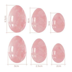 Natural Rose Quartz Yoni Egg Set | Kegel Exerciser + Muscle Tightening