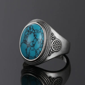 Bohemain Ring With 10x14MM Turquoise Stone | 925 Silver | Sizes 6-10