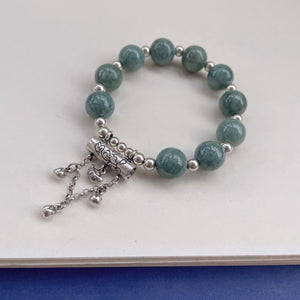 Elegant Bohemian Emerald Beaded Bracelet | 925 Silver