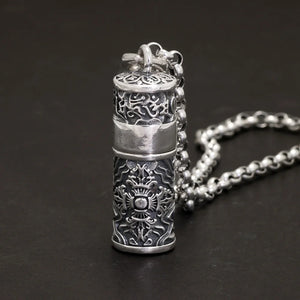 Buddhist Styled 999 Silver Urn Ashes Necklace
