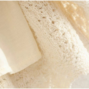 White Women's Hippie Hollowed Out Knitted Sleeveless Top And Skirt | Size S-L