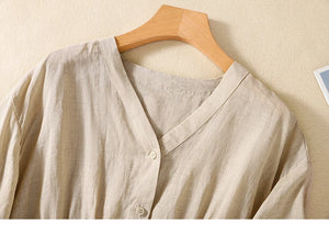 Beautiful Women's V-Neck Cotton Blouse | Various Colours | Size M-2XL