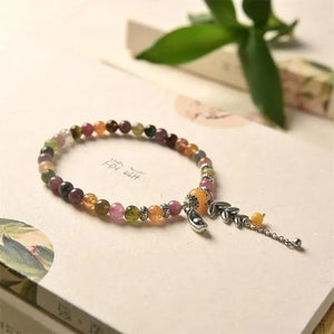 Women's 925 Sterling Silver Single Loop Bracelet With Wheat Charms