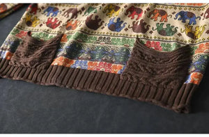 High Quality Women's Cotton Elephant O-Neck Sweater | Free Size