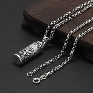 Buddhist Styled 999 Silver Urn Ashes Necklace