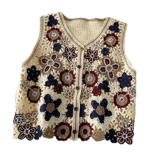 Women's Bohemian Hollow Crochet Knit Vest | Free Size