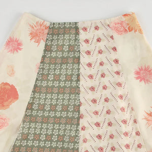 Bohemian Hippie Midi Skirt | Floral Chiffon Irregular Hem | A-Line Low Waist Vacation Skirt | S–M