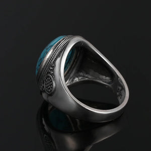 Bohemain Ring With 10x14MM Turquoise Stone | 925 Silver | Sizes 6-10