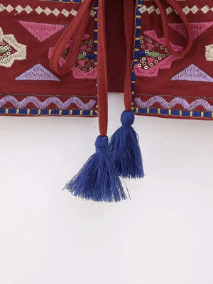 Women's Bohemian Embroidered Festival Crop Vest Top | Sizes XS-L