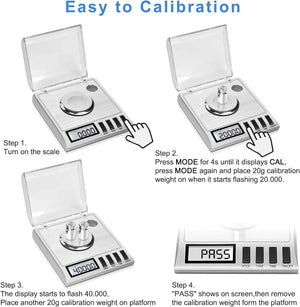 High Precision Digital Milligram Scale | 50g x 0.001g | Calibration Weights, Scoop & Tweezers Included