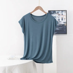 Plus Size Boho Casual Modal Tee | Lightweight O-Neck Solid Colour Summer T-Shirt (XL to 8XL)