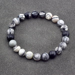Genuine Natural Stone Bracelet Man Natural Flower Green Gemstone Beads Jewelry for Women Bohemia Style Elastic Bangle Wholesale
