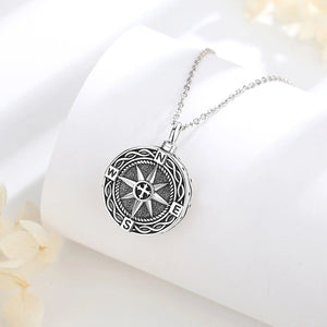 Compass 925 Silver Cremation Memorial Ashes Urn Necklace