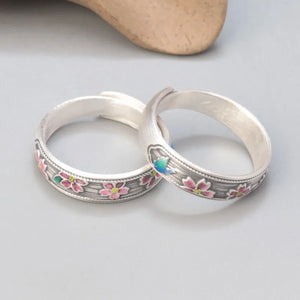 Vintage Hippie Bohemian Styled Flower Finger Ring | 999 Pure Silver