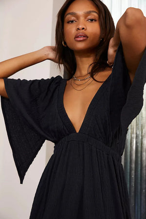 Boho Oversized Maxi Dress | Deep V-Neck Flowy Cotton Blend Long Dress | Flare Sleeve Beach Sundress | S-XL | Summer 2024