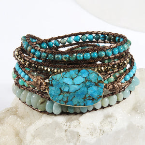 Handmade Turquoise Designer Boho Bracelet | 5 Strand