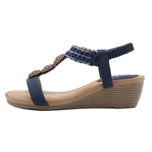 Women's Roman Rhinestone Luxury Summer Shoes | Apricot Or Navy | Various Sizes