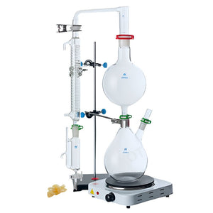 Essential Oil Extraction Separator | Steam Distillation Apparatus with Hot Stove & Graham Condenser | Full Set | 2000ml / 1000ml / 500ml Options