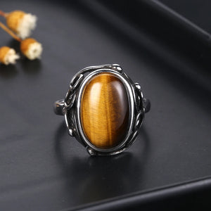 Natural Tiger Eye Ring | 925 Silver | Sizes 6-12