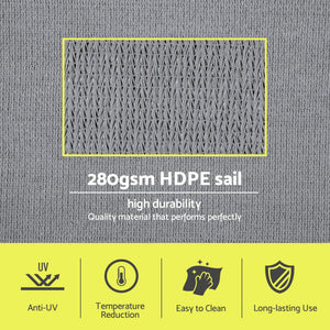 Instahut Sun Shade Sail Cloth 98% UV Block Outdoor Canopy Rectangle 2X5M Grey