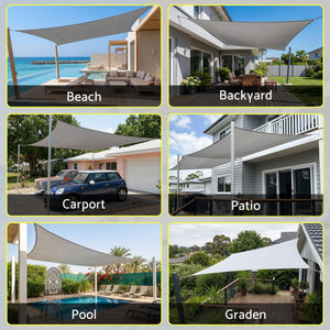 Shade Sail | Rectangle Outdoor Canopy | 2 x 5m | Grey