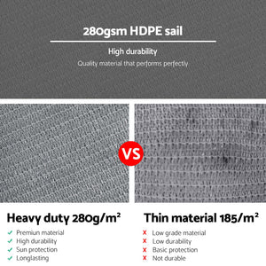 Shade Sail | 3x3x4.3m | Triangle | 280GSM | 98% | Grey Shade Cloth