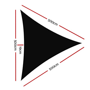 Shade Sail | 5x5x5m | Triangle | 280GSM | 98% | Black Shade Cloth