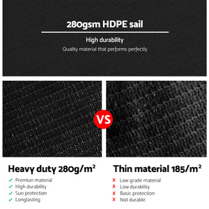 Shade Sail | 5x5x5m | Triangle | 280GSM | 98% | Black Shade Cloth