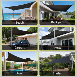Shade Sail | Rectangle Outdoor Canopy | 5 x 6m | Black