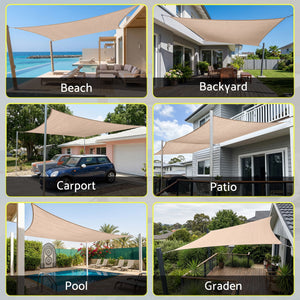 Shade Sail | Rectangle Outdoor Canopy | 5 x 9m | Beige