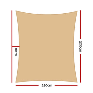 Instahut Shade Sail | 2.5x3m Rectangle | 280GSM 98% | Sand Shade Cloth