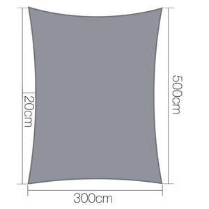 Shade Sail | 3x5m | Rectangle | 280GSM | 98% | Grey Shade Cloth