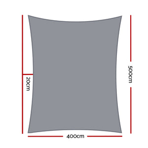 Shade Sail | 4x5m | Rectangle | 280GSM | 98% | Grey Shade Cloth