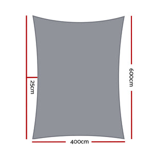 Shade Sail | 4x6m | Rectangle | 280GSM | 98% | Grey Shade Cloth