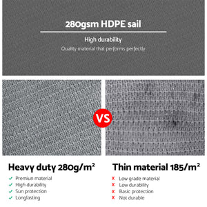 Shade Sail | 4x6m | Rectangle | 280GSM | 98% | Grey Shade Cloth