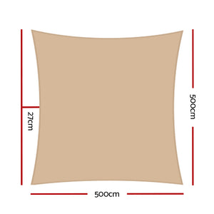Shade Sail | 5x5m | Square | 280GSM | 98% | Sand Shade Cloth