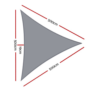 Shade Sail | 5x5x5m | Triangle | 280GSM | 98% | Grey Shade Cloth